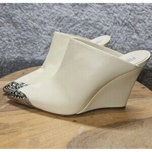 Paris Texas Womens White Wanda Sabot Leather Mule Wedge Shoes EU Size 37.5 Italy